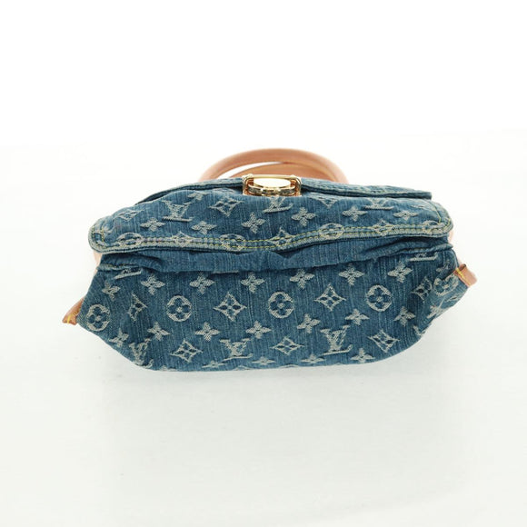 LOUIS VUITTON Monogram Denim Flat Shopper Tote Bag Blue M95018 Auth BA10551SAM