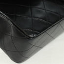 CHANEL Matelasse 25 Double Flap Chain Bag Lamb Skin Black Gold CC Auth BA10555SM-12