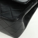 CHANEL Matelasse 25 Double Flap Chain Bag Lamb Skin Black Gold CC Auth BA10555SM-13