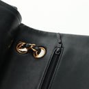 CHANEL Matelasse 25 Double Flap Chain Bag Lamb Skin Black Gold CC Auth BA10555SM-19