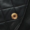 CHANEL Matelasse 25 Double Flap Chain Bag Lamb Skin Black Gold CC Auth BA10555SM-22