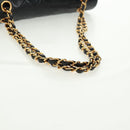 CHANEL Matelasse 25 Double Flap Chain Bag Lamb Skin Black Gold CC Auth BA10555SM-8
