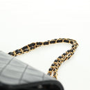 CHANEL Matelasse 25 Double Flap Chain Bag Lamb Skin Black Gold CC Auth BA10555SM-10