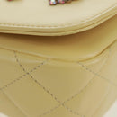 CHANEL Matelasse Chain Shoulder Bag Lamb Skin Yellow Gold CC Auth BA10556SM-9