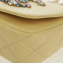 CHANEL Matelasse Chain Shoulder Bag Lamb Skin Yellow Gold CC Auth BA10556SM-16