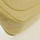 CHANEL Matelasse Chain Shoulder Bag Lamb Skin Yellow Gold CC Auth BA10556SM-17