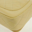 CHANEL Matelasse Chain Shoulder Bag Lamb Skin Yellow Gold CC Auth BA10556SM-18