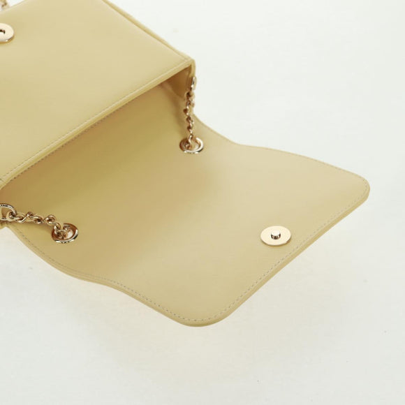 CHANEL Matelasse Chain Shoulder Bag Lamb Skin Yellow Gold CC Auth BA10556SM