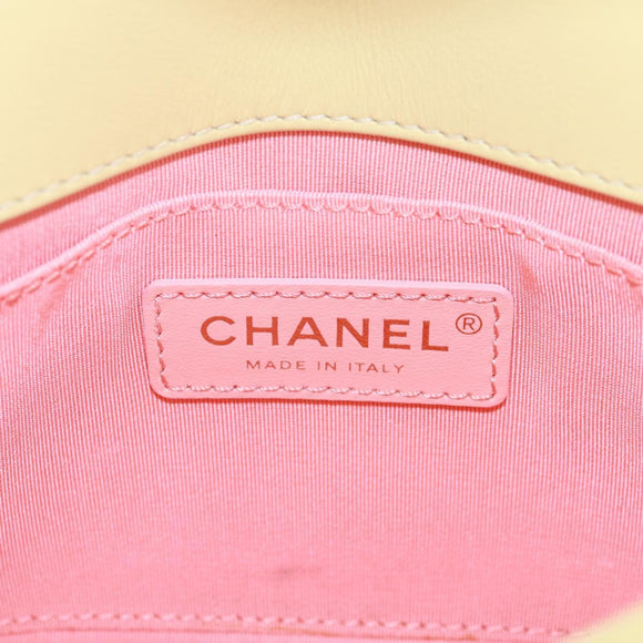 CHANEL Matelasse Chain Shoulder Bag Lamb Skin Yellow Gold CC Auth BA10556SM