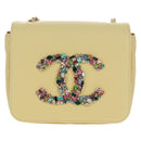 CHANEL Matelasse Chain Shoulder Bag Lamb Skin Yellow Gold CC Auth BA10556SM-14