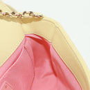 CHANEL Matelasse Chain Shoulder Bag Lamb Skin Yellow Gold CC Auth BA10556SM-26