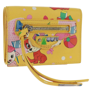 BALENCIAGA Puppy Wallet Leather Yellow Silver Auth BA10560AV