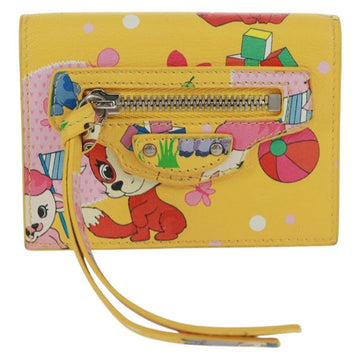 BALENCIAGA Puppy Wallet Leather Yellow Silver Auth BA10560AV - 0