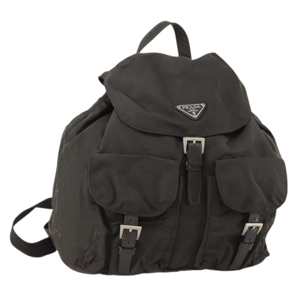 PRADA Backpack Nylon Gray Silver Auth BA10561