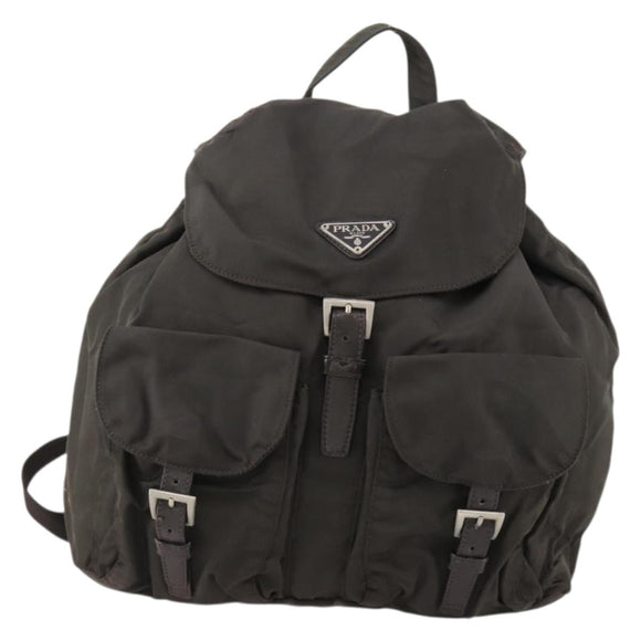 PRADA Backpack Nylon Gray Silver Auth BA10561