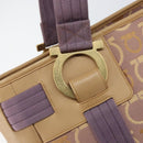 Salvatore Ferragamo Gancini Tote Bag Canvas Purple Gold Auth BA10562-17