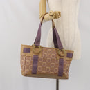 Salvatore Ferragamo Gancini Tote Bag Canvas Purple Gold Auth BA10562-23