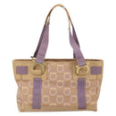 Salvatore Ferragamo Gancini Tote Bag Canvas Purple Gold Auth BA10562-2