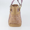 Salvatore Ferragamo Gancini Tote Bag Canvas Purple Gold Auth BA10562-3