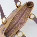 Salvatore Ferragamo Gancini Tote Bag Canvas Purple Gold Auth BA10562-6