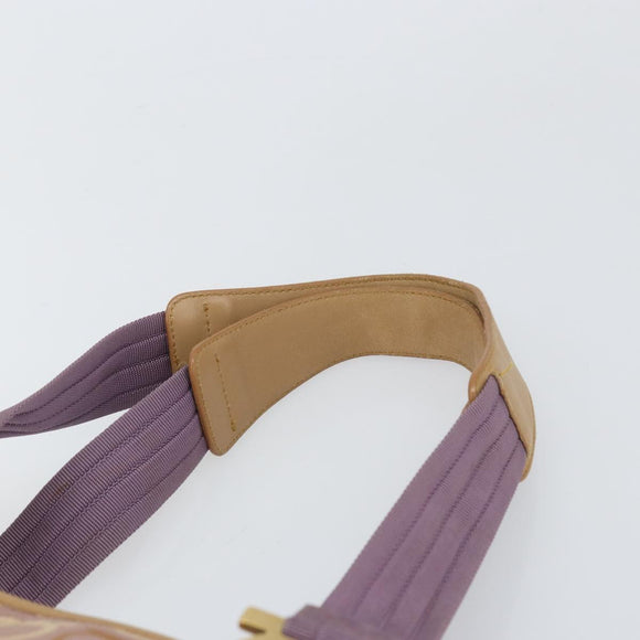 Salvatore Ferragamo Gancini Tote Bag Canvas Purple Gold Auth BA10562