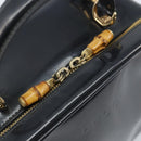GUCCI Bamboo Vanity Hand Bag Patent 2way Navy Gold 000 3270 0323 Auth BA10568-10
