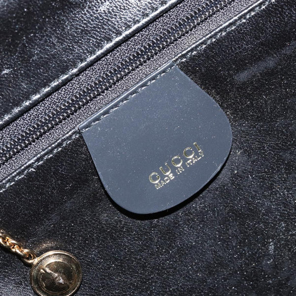 GUCCI Bamboo Vanity Hand Bag Patent 2way Navy Gold 000 3270 0323 Auth BA10568