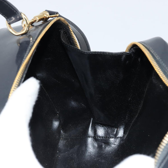 GUCCI Bamboo Vanity Hand Bag Patent 2way Navy Gold 000 3270 0323 Auth BA10568