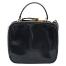 GUCCI Bamboo Vanity Hand Bag Patent 2way Navy Gold 000 3270 0323 Auth BA10568-2