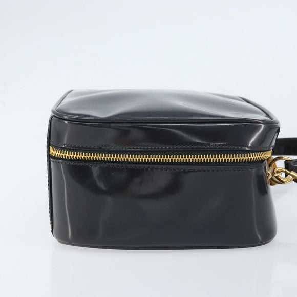 GUCCI Bamboo Vanity Hand Bag Patent 2way Navy Gold 000 3270 0323 Auth BA10568