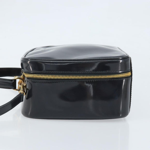 GUCCI Bamboo Vanity Hand Bag Patent 2way Navy Gold 000 3270 0323 Auth BA10568