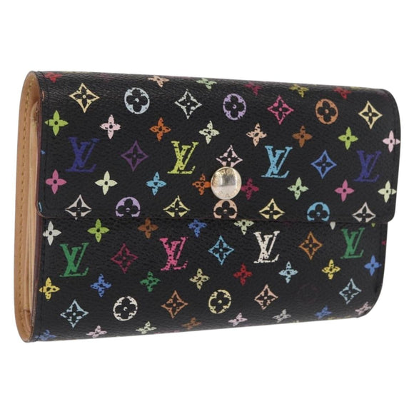 LOUIS VUITTON Multicolor Portefeuille Alexandra Wallet Black M60084 Auth BA10576