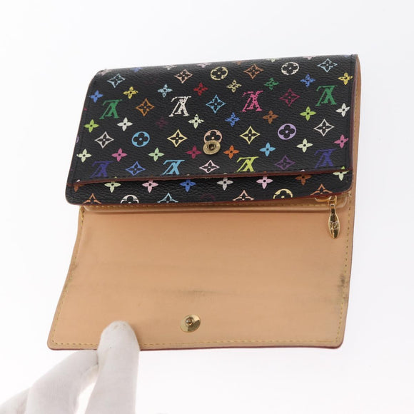 LOUIS VUITTON Multicolor Portefeuille Alexandra Wallet Black M60084 Auth BA10576