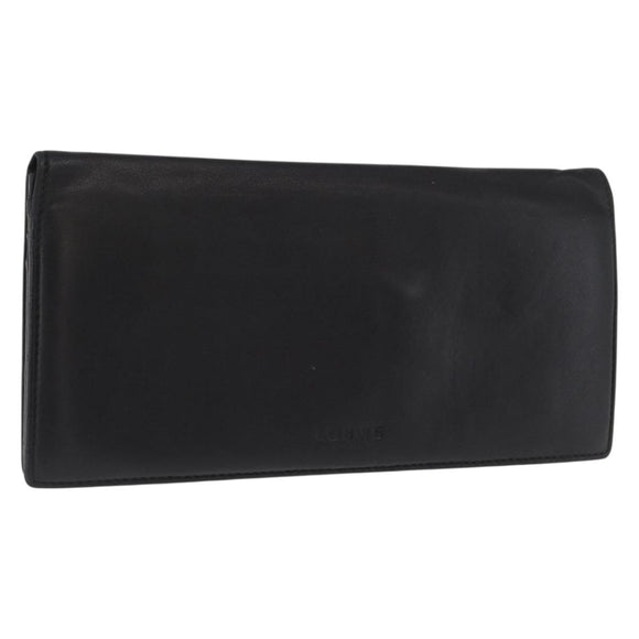 LOEWE Long Wallet Leather Black Auth BA10581