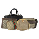 GUCCI GG Supreme Web Sherry Line Umhängetasche PVC 5er Set Beige Rot Auth BA10584-1