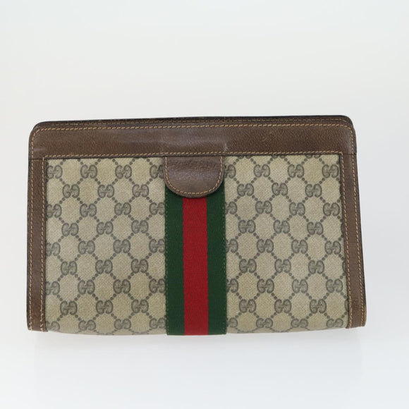 GUCCI GG Supreme Web Sherry Line Umhängetasche PVC 5er Set Beige Rot Auth BA10584