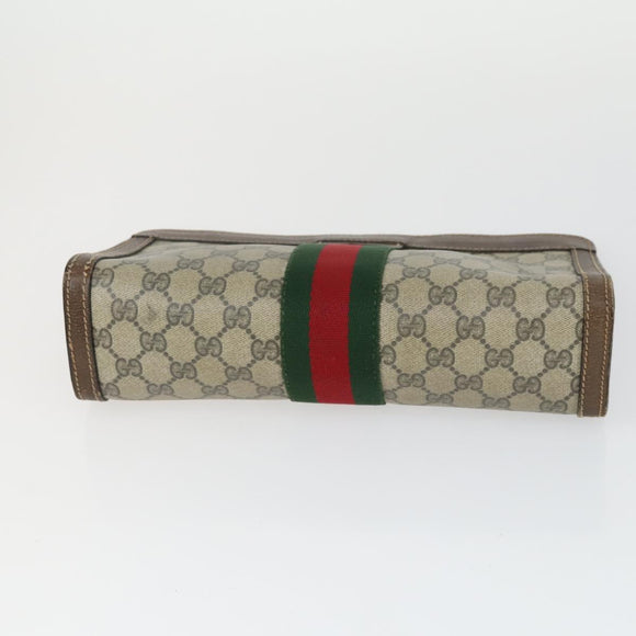 GUCCI GG Supreme Web Sherry Line Umhängetasche PVC 5er Set Beige Rot Auth BA10584