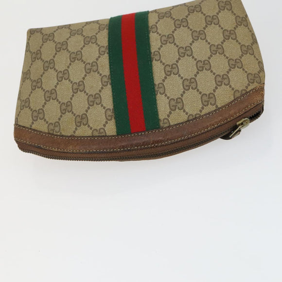 GUCCI GG Supreme Web Sherry Line Umhängetasche PVC 5er Set Beige Rot Auth BA10584