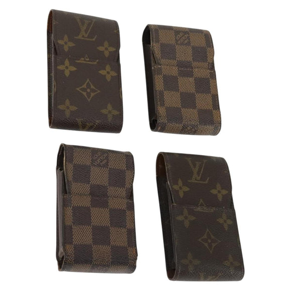 LOUIS VUITTON Monogram Damier Ebene Etui Cigarette Case 4 Set LV Auth BA10586