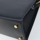 Salvatore Ferragamo Vara Ribbon Shoulder Bag Leather Navy Gold Auth BA10602-10