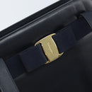 Salvatore Ferragamo Vara Ribbon Shoulder Bag Leather Navy Gold Auth BA10602-14