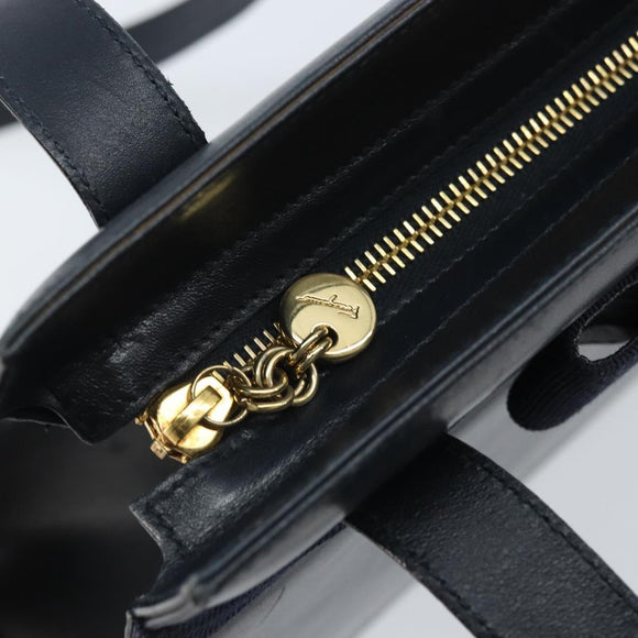 Salvatore Ferragamo Vara Ribbon Shoulder Bag Leather Navy Gold Auth BA10602