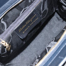 Salvatore Ferragamo Vara Ribbon Shoulder Bag Leather Navy Gold Auth BA10602-17
