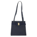 Salvatore Ferragamo Vara Ribbon Shoulder Bag Leather Navy Gold Auth BA10602-2