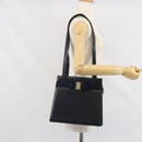 Salvatore Ferragamo Vara Ribbon Shoulder Bag Leather Navy Gold Auth BA10602-22
