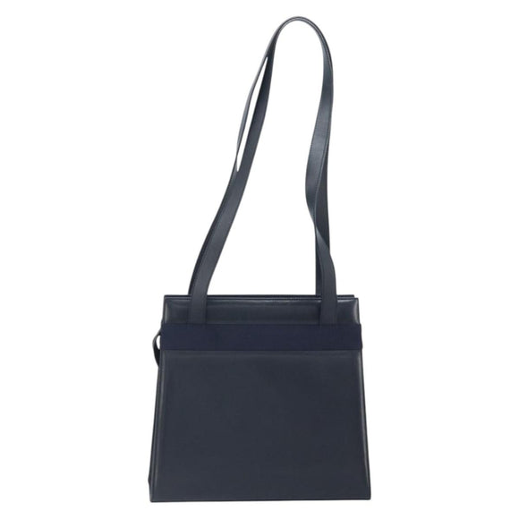 Salvatore Ferragamo Vara Ribbon Shoulder Bag Leather Navy Gold Auth BA10602