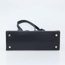 Salvatore Ferragamo Vara Ribbon Shoulder Bag Leather Navy Gold Auth BA10602-9
