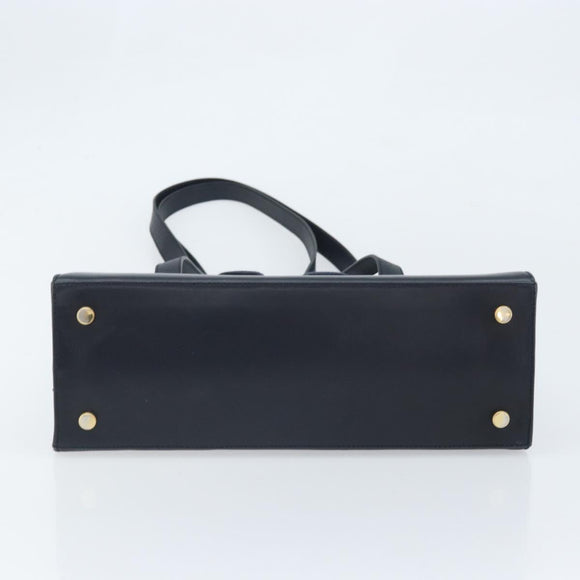 Salvatore Ferragamo Vara Ribbon Shoulder Bag Leather Navy Gold Auth BA10602