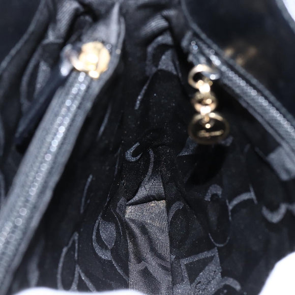 Salvatore Ferragamo Gancini Shoulder Bag Leather Black Gold Auth BA10603