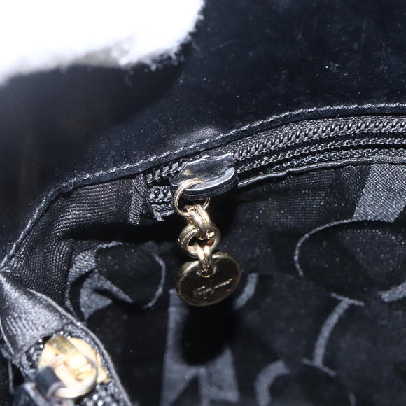 Salvatore Ferragamo Gancini Shoulder Bag Leather Black Gold Auth BA10603